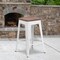 Flash Furniture 24" High Backless White Metal Counter Height Stool with Square Wood Seat CH-31320-24-WH-WD-GG